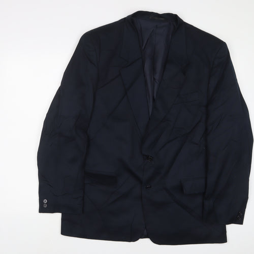 Classic Mens Blue Polyester Jacket Suit Jacket Size 42 Regular