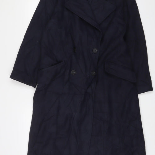 Zara Womens Blue Overcoat Coat Size S Button