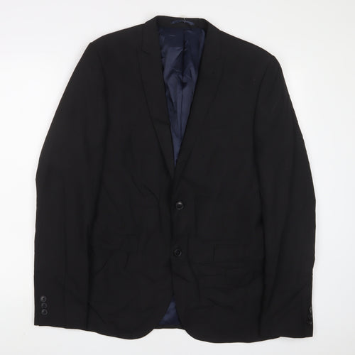 NEXT Mens Black Polyester Jacket Suit Jacket Size 38 Regular