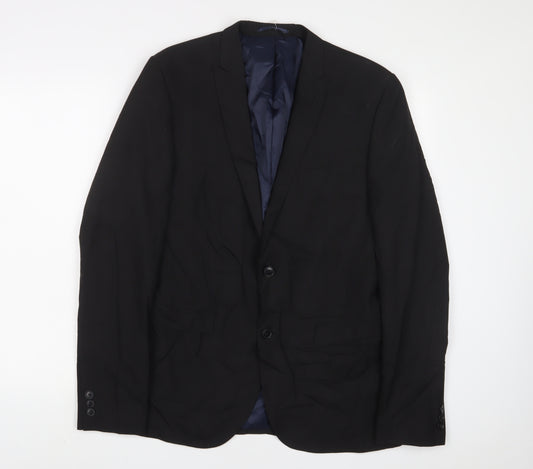 NEXT Mens Black Polyester Jacket Suit Jacket Size 38 Regular