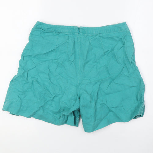 Boden Womens Green Linen Basic Shorts Size 8 L5.5 in Regular Zip - Pleated