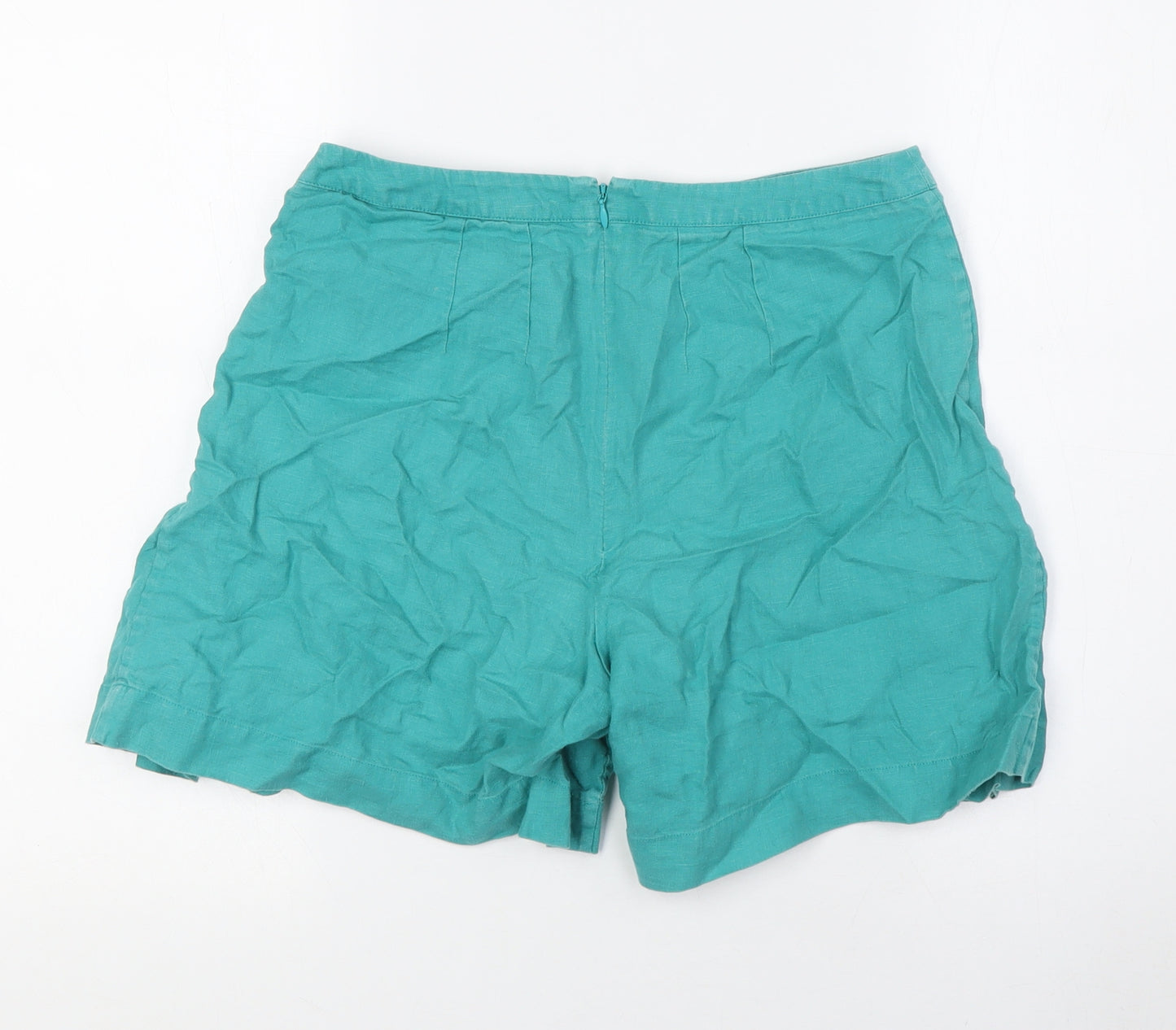 Boden Womens Green Linen Basic Shorts Size 8 L5.5 in Regular Zip - Pleated