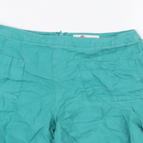 Boden Womens Green Linen Basic Shorts Size 8 L5.5 in Regular Zip - Pleated