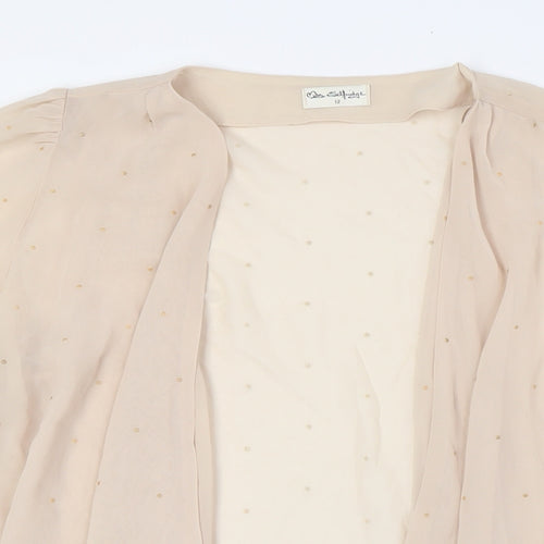 Miss Selfridge Womens Beige V-Neck Polyester Cardigan Jumper Size 12 - Sheer