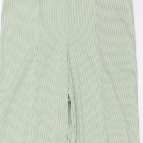 Boohoo Womens Green Polyester Trousers Size 12 L33 in Regular - Ribbed, High Waist