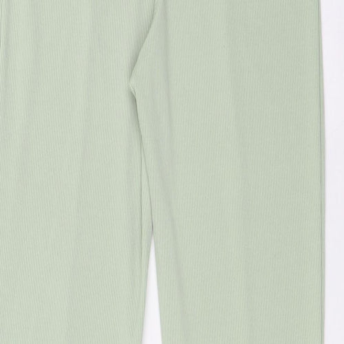 Boohoo Womens Green Polyester Trousers Size 12 L33 in Regular - Ribbed, High Waist