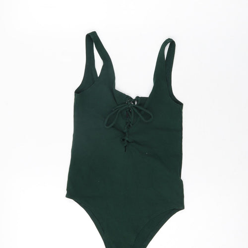 Topshop Womens Green Cotton Bodysuit One-Piece Size 6 Snap