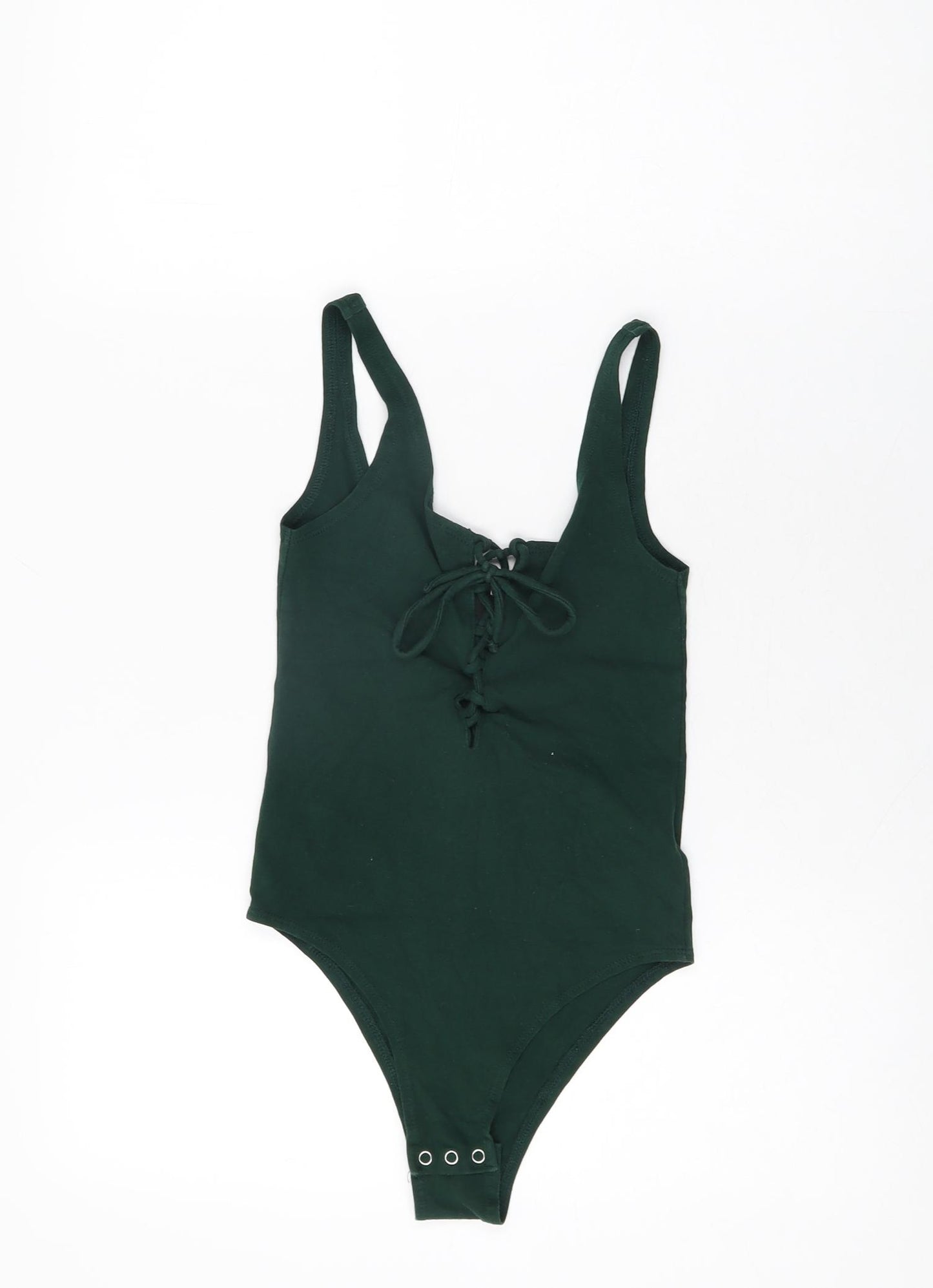 Topshop Womens Green Cotton Bodysuit One-Piece Size 6 Snap