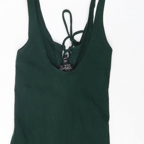 Topshop Womens Green Cotton Bodysuit One-Piece Size 6 Snap