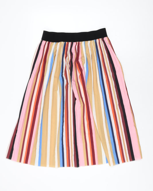 Voyelles Womens Multicoloured Striped Polyester Swing Skirt Size L