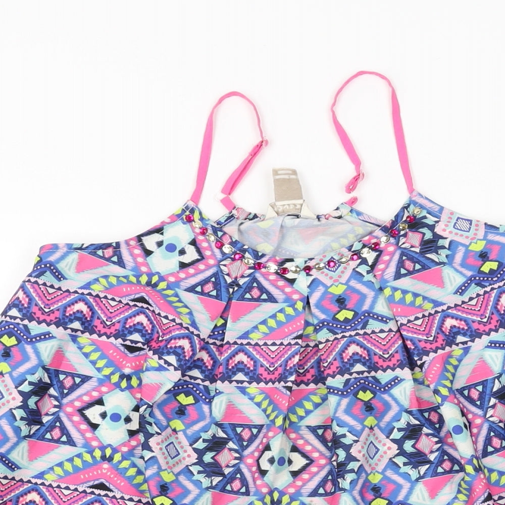 Monsoon Girls Multicoloured Geometric Polyester Shift Size 10 Years Round Neck Pullover