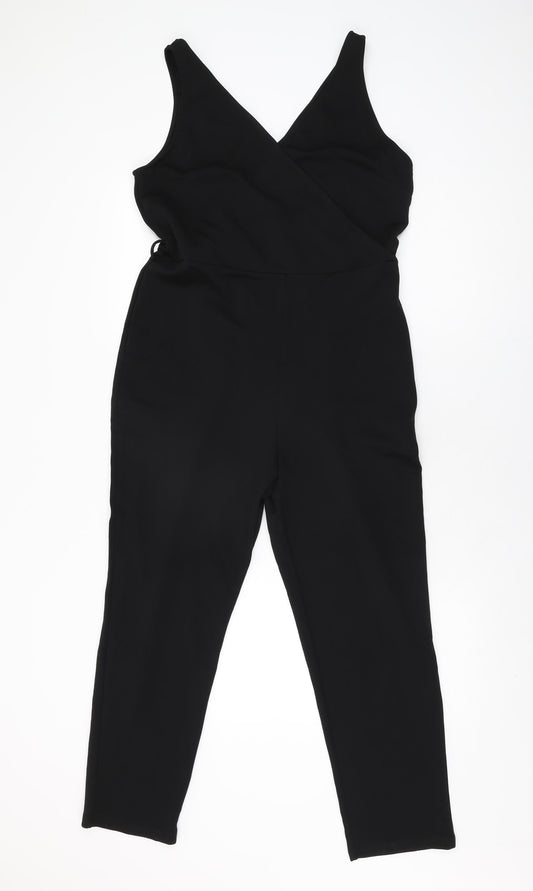 Girl in Mind Womens Black Polyester Jumpsuit One-Piece Size 12 L26 in Zip