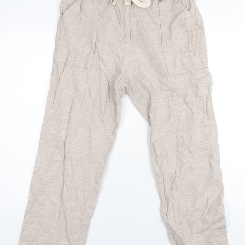 Lark Womens Beige Linen Trousers Size 12 L28 in Regular Zip