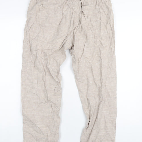 Lark Womens Beige Linen Trousers Size 12 L28 in Regular Zip