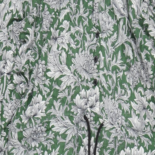 NEXT Womens Green Floral Viscose A-Line Size 14 V-Neck Pullover