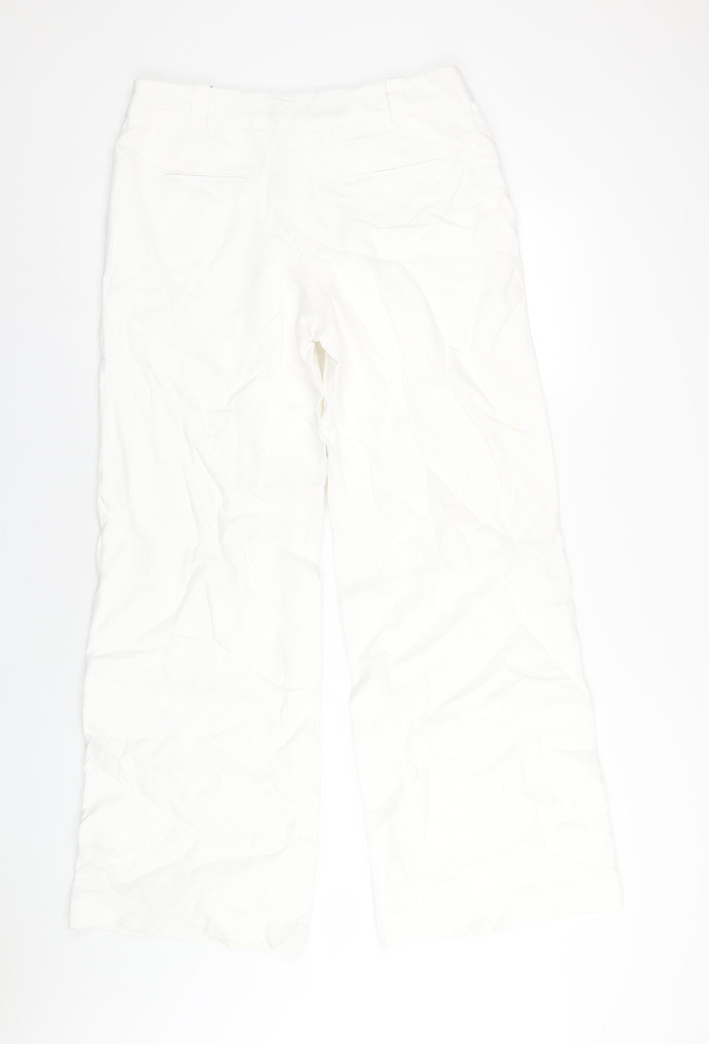 NEXT Womens White Linen Trousers Size 14 L32 in Regular Zip