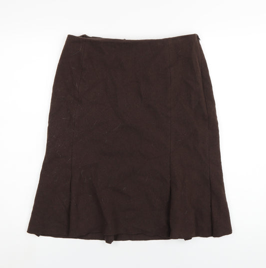 Claudia Strater Womens Brown Wool A-Line Skirt Size 10 Zip