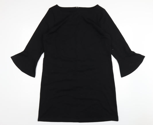 Gap Womens Black Polyester A-Line Size L Round Neck Zip