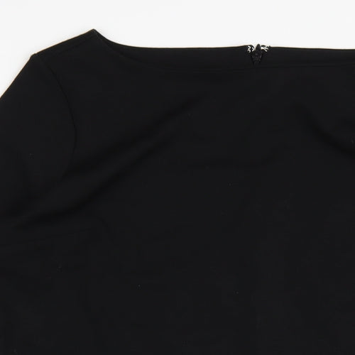 Gap Womens Black Polyester A-Line Size L Round Neck Zip