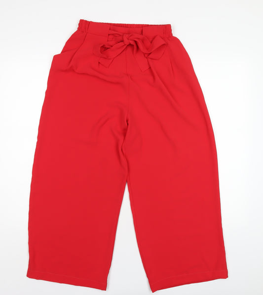 Zara Womens Red Polyester Trousers Size M L25 in Regular