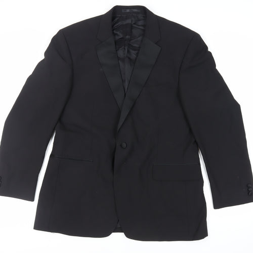 Karl Jackson Mens Black Polyester Tuxedo Suit Jacket Size 44 Regular