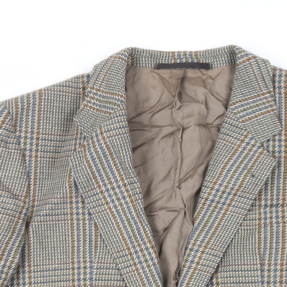 Frederick L. Mabb Mens Green Plaid Wool Jacket Blazer Size 38 Regular - Vintage