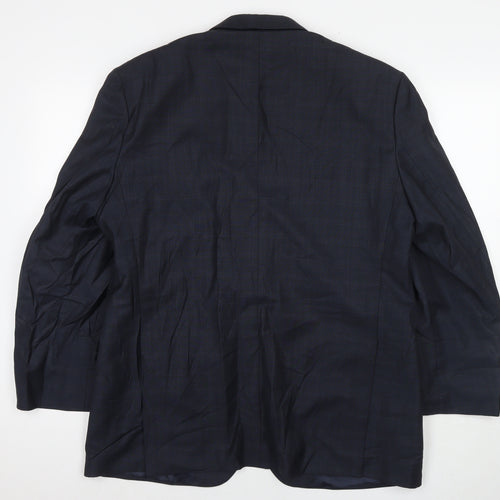 Magee Mens Blue Check Wool Jacket Suit Jacket Size 44 Regular