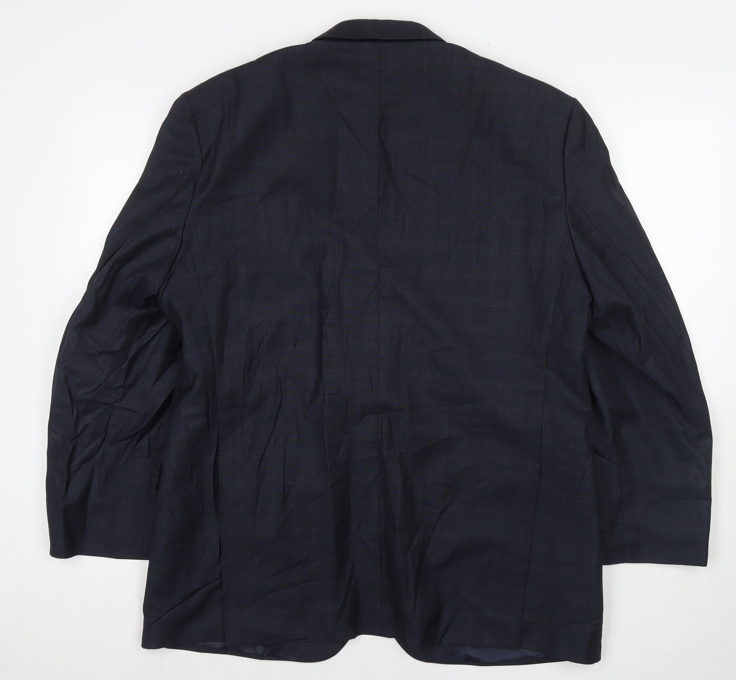 Magee Mens Blue Check Wool Jacket Suit Jacket Size 44 Regular