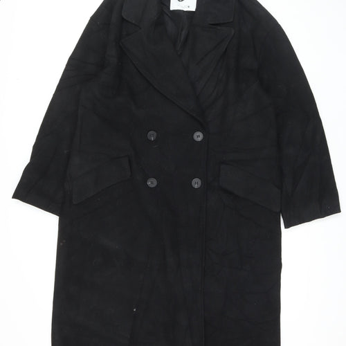 Zara Womens Black Overcoat Coat Size S Button