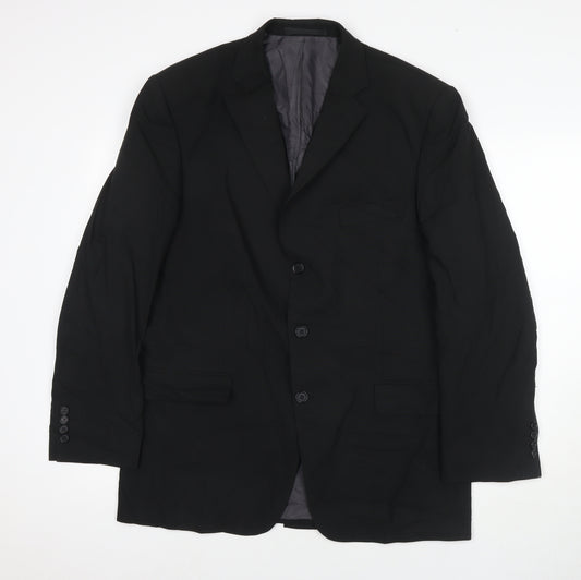 Marks and Spencer Mens Black Polyester Jacket Suit Jacket Size 42 Regular