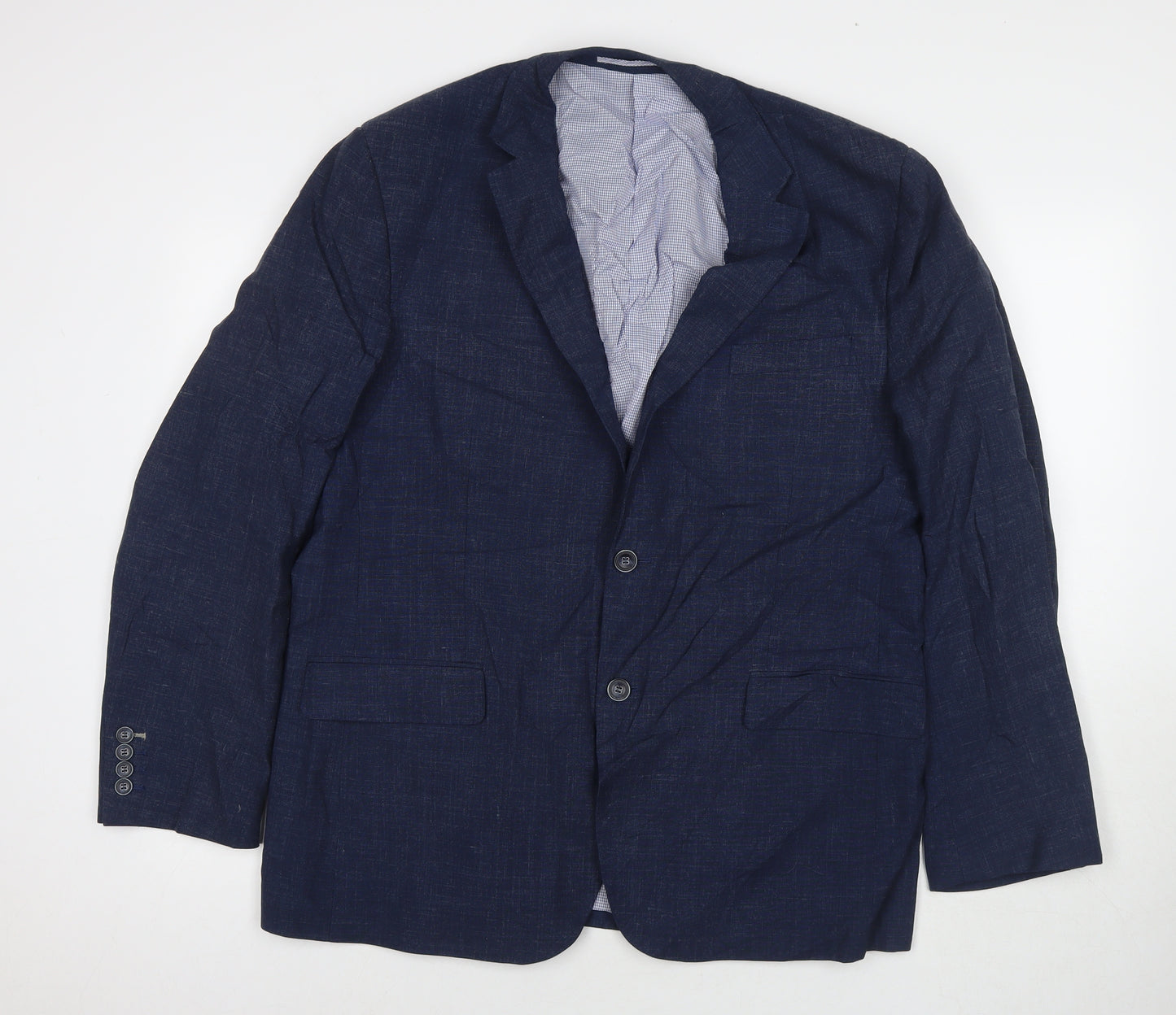 Robert Bunney Mens Blue Polyester Jacket Suit Jacket Size 44 Regular