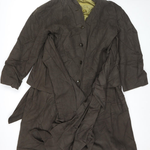 Miss Brit Womens Brown Overcoat Coat Size S Button