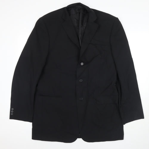 Marks and Spencer Mens Black Polyester Jacket Suit Jacket Size 42 Regular