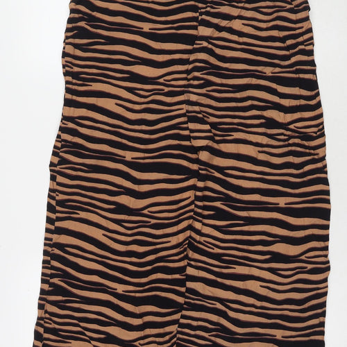 Oasis Womens Multicoloured Animal Print Viscose Trousers Size 12 L30 in Regular Zip - Tiger Print