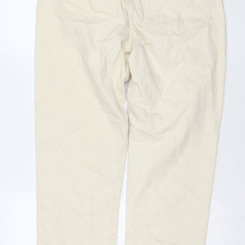 Denim & Co. Womens Ivory Cotton Cropped Jeans Size 12 L27 in Regular Zip