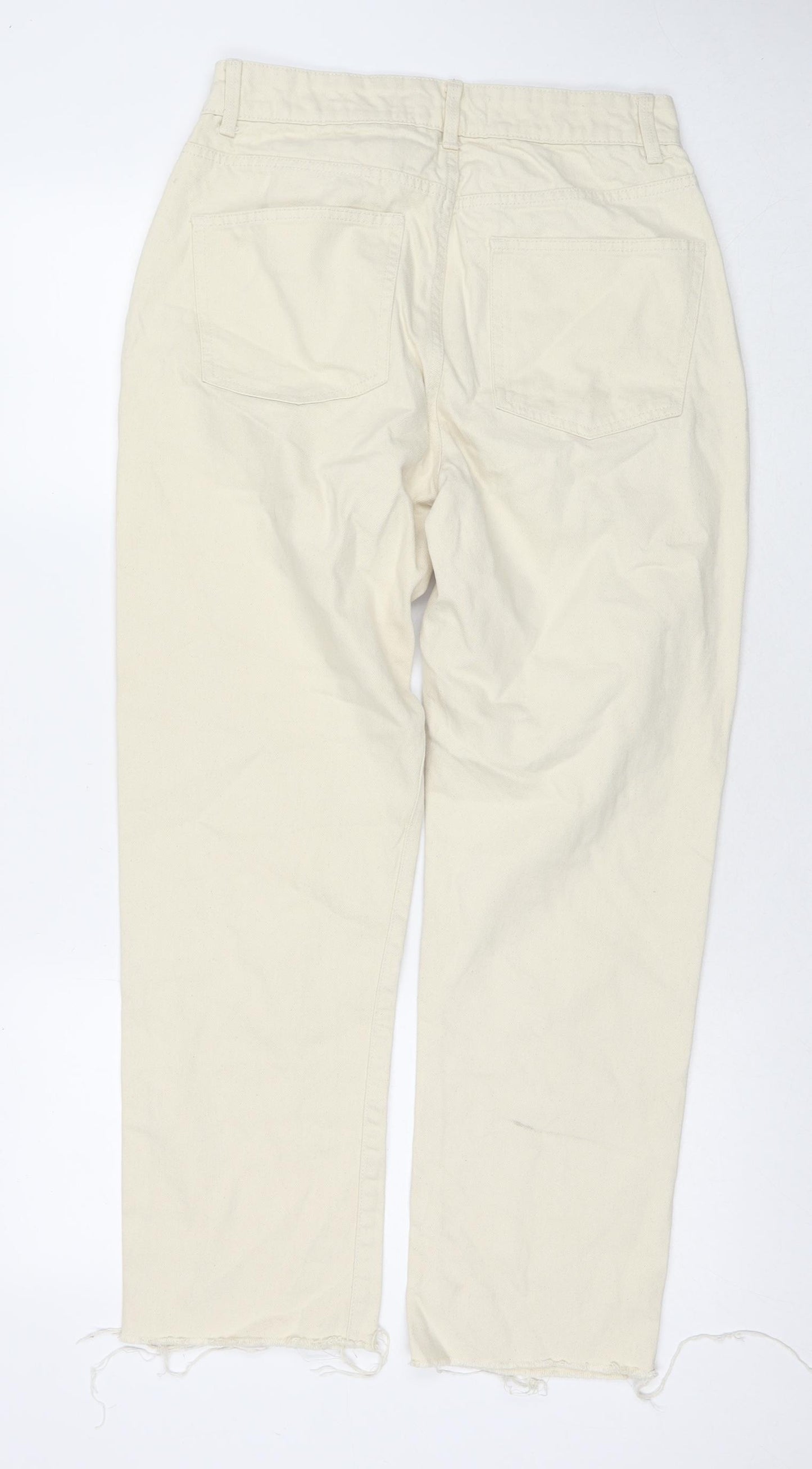 Denim & Co. Womens Ivory Cotton Cropped Jeans Size 12 L27 in Regular Zip