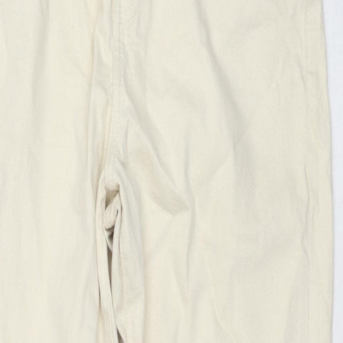 Denim & Co. Womens Ivory Cotton Cropped Jeans Size 12 L27 in Regular Zip