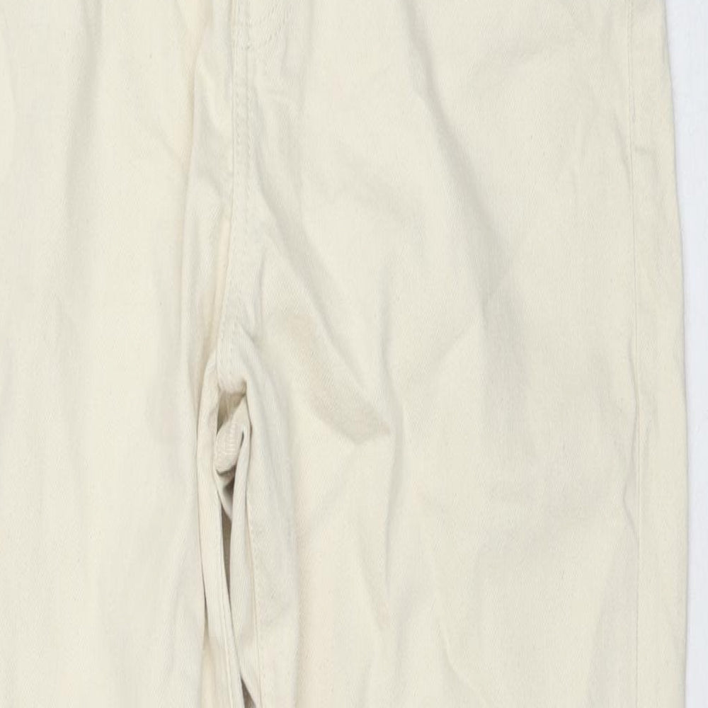 Denim & Co. Womens Ivory Cotton Cropped Jeans Size 12 L27 in Regular Zip