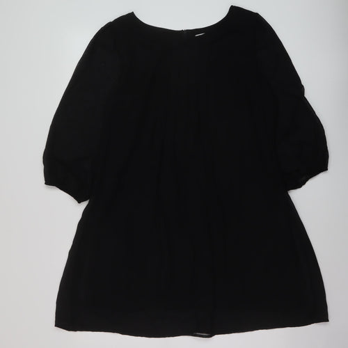 New Look Womens Black Polyester A-Line Size 14 Round Neck Zip