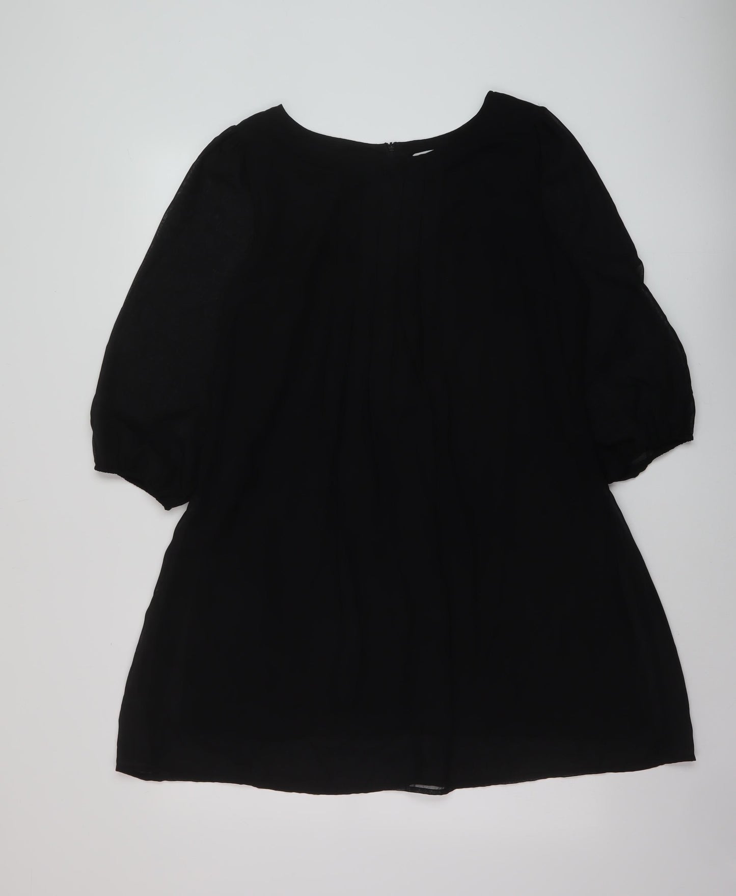 New Look Womens Black Polyester A-Line Size 14 Round Neck Zip