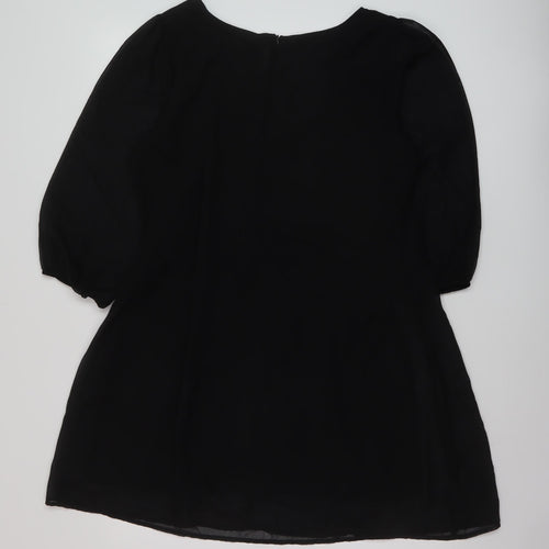 New Look Womens Black Polyester A-Line Size 14 Round Neck Zip