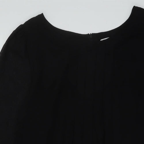 New Look Womens Black Polyester A-Line Size 14 Round Neck Zip