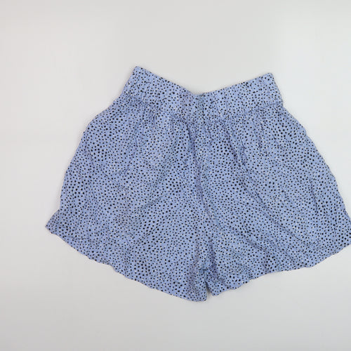 Marks and Spencer Womens Blue Geometric Viscose Basic Shorts Size 8 L5 in Regular Pull On