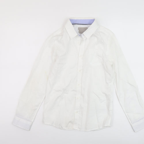 John Lewis Boys White Cotton Basic Button-Up Size 12 Years Collared Button