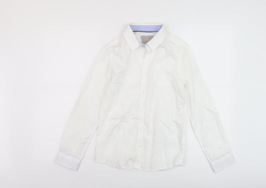 John Lewis Boys White Cotton Basic Button-Up Size 12 Years Collared Button