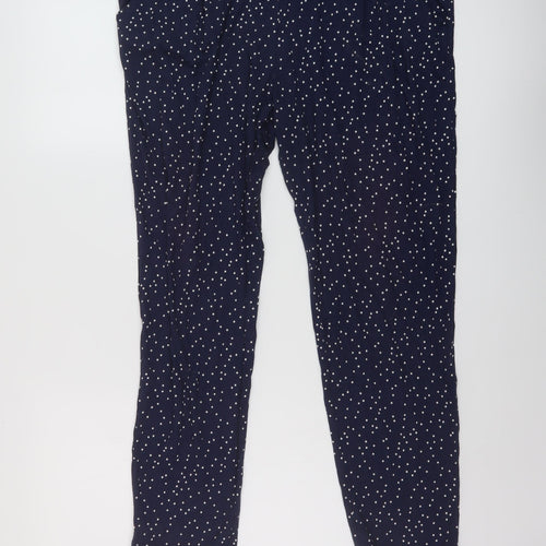 Marks and Spencer Womens Blue Polka Dot Viscose Trousers Size 14 L26 in Regular