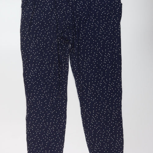 Marks and Spencer Womens Blue Polka Dot Viscose Trousers Size 14 L26 in Regular