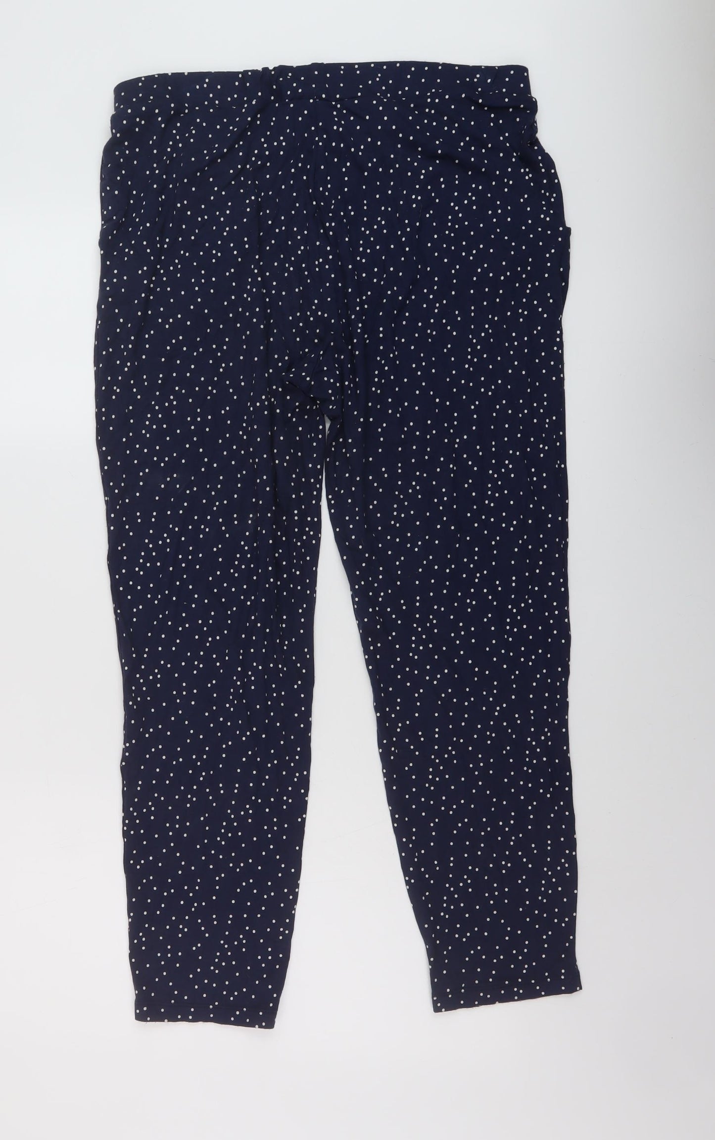 Marks and Spencer Womens Blue Polka Dot Viscose Trousers Size 14 L26 in Regular