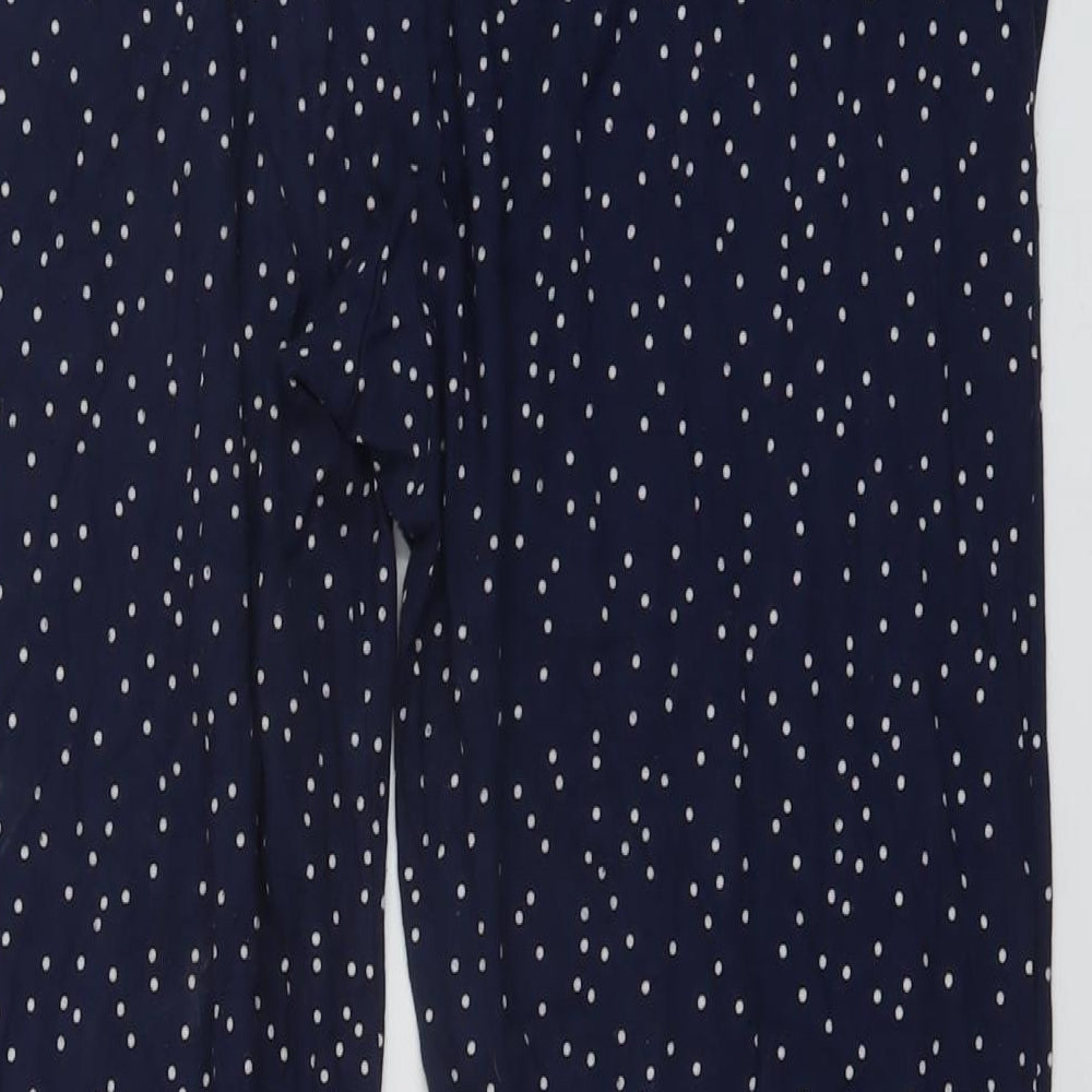 Marks and Spencer Womens Blue Polka Dot Viscose Trousers Size 14 L26 in Regular