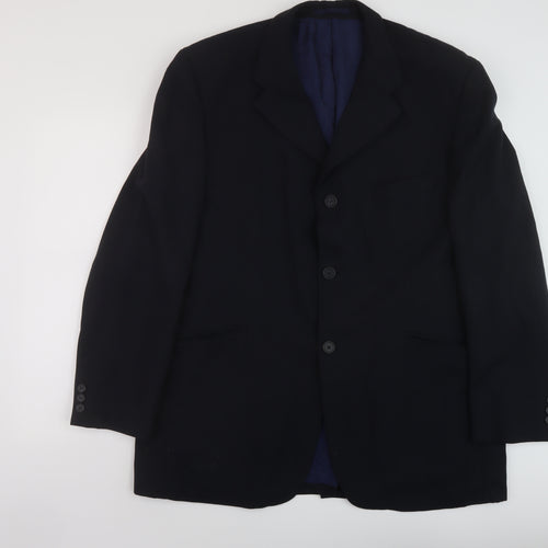 Jefff Banks Mens Blue Wool Jacket Suit Jacket Size 44 Regular